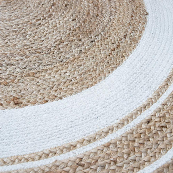 Harrison Rug 120cm Round White/Natural - Mosshead Trading Co