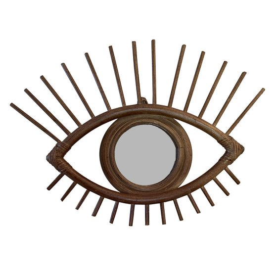 Evil Eye Rattan Wall Mirror - Brown - Mosshead Trading Co