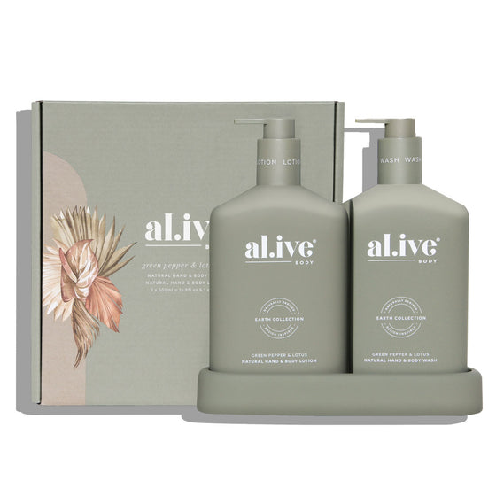 Al.ive Wash & Lotion Duo + Tray - Green Pepper & Lotus