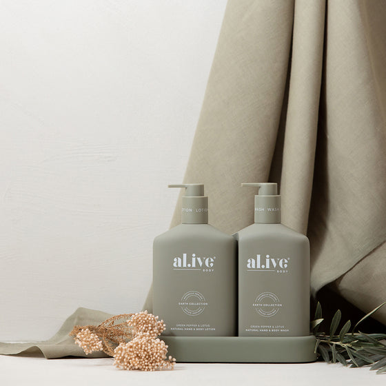 Al.ive Wash & Lotion Duo + Tray - Green Pepper & Lotus