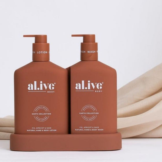 Al.ive Wash & Lotion Duo + Tray - Fig, Apricot & Sage