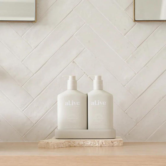 Al.ive Wash & Lotion Duo + Tray - Sea Cotton & Coconut